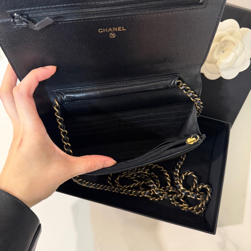 99新全配❤️ 香奈兒 #黑金 #山羊皮 #woc #鏈條包-10