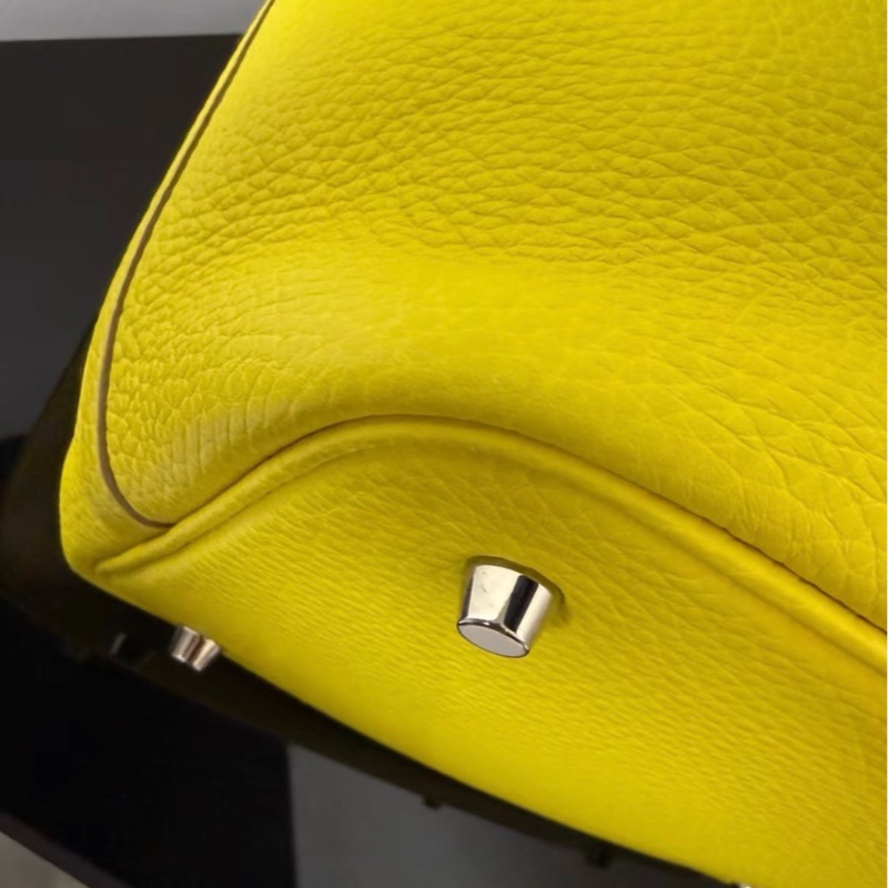 99新 愛馬仕Hermes菜籃子22 檸檬黃,Tc皮拼霧面鰐魚皮,U刻,帶證書~-6