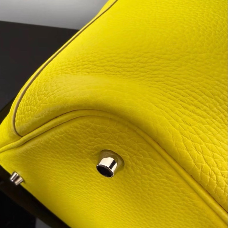 99新 愛馬仕Hermes菜籃子22 檸檬黃,Tc皮拼霧面鰐魚皮,U刻,帶證書~-7