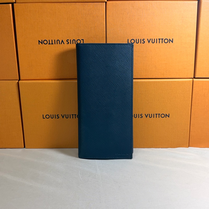 ✨近新美品 Prada 普拉達 素面深藍對開13卡零錢袋長夾-0