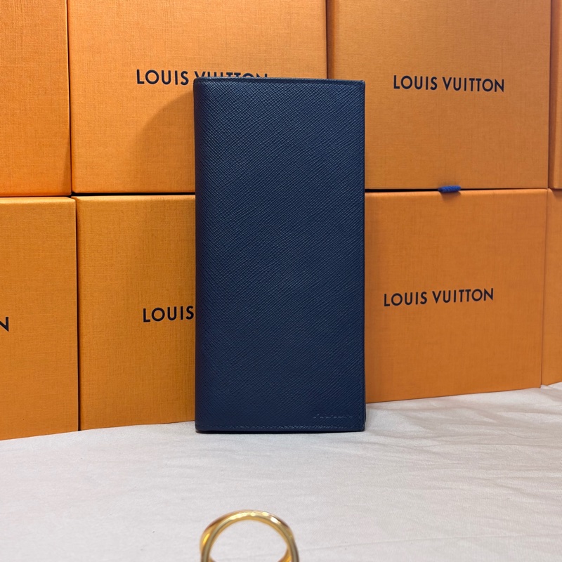 ✨近新美品 Prada 普拉達 素面深藍對開13卡零錢袋長夾-4