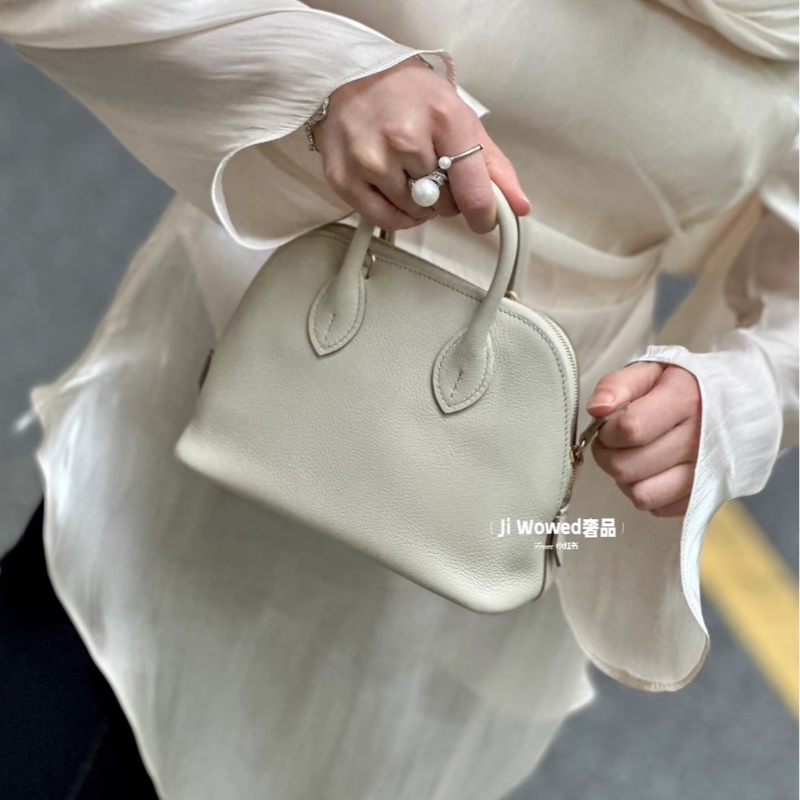 全新全配🈶購證W刻❤️ 愛馬仕 #bolide #mini #奶昔白 #山羊皮-3