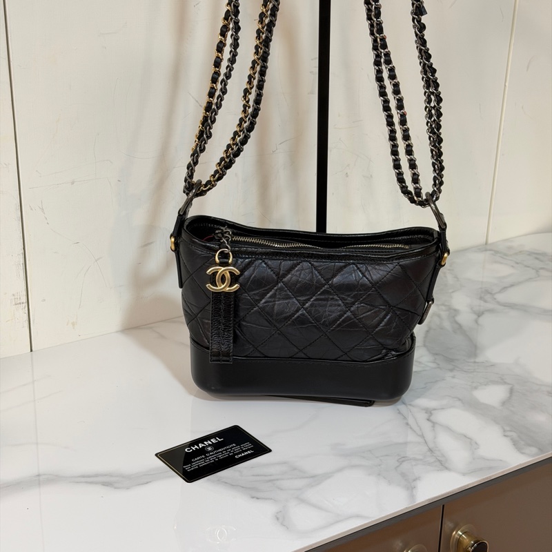 全新全配❤️ 香奈兒 #黑金 #流浪包 #油蠟皮 #小號-2
