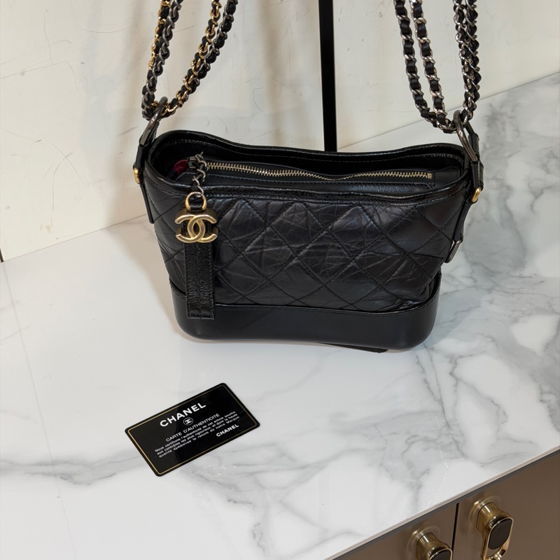全新全配❤️ 香奈兒 #黑金 #流浪包 #油蠟皮 #小號-5