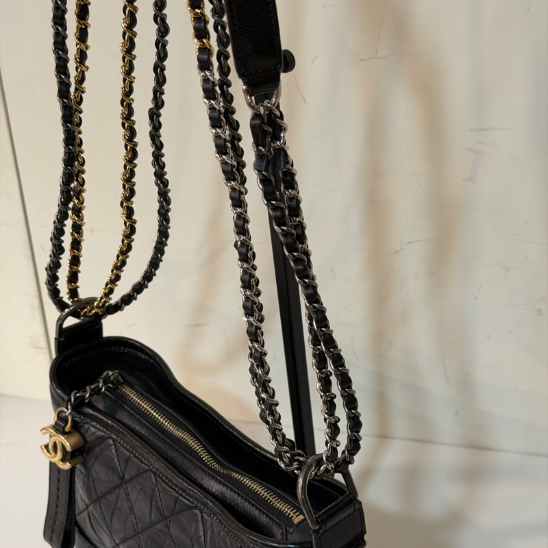 全新全配❤️ 香奈兒 #黑金 #流浪包 #油蠟皮 #小號-7