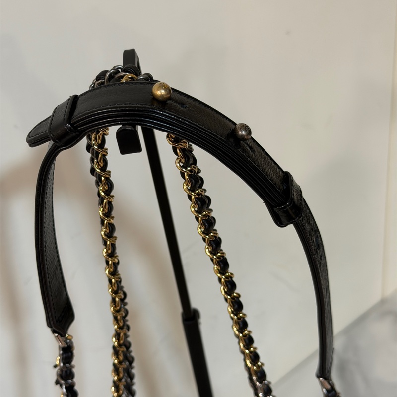 全新全配❤️ 香奈兒 #黑金 #流浪包 #油蠟皮 #小號-9