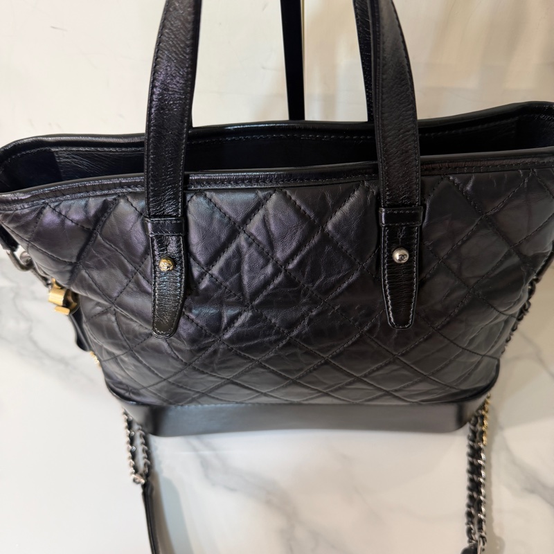 全新全配❤️ 香奈兒 #黑金 #流浪包 #油蠟皮 #托特包-4