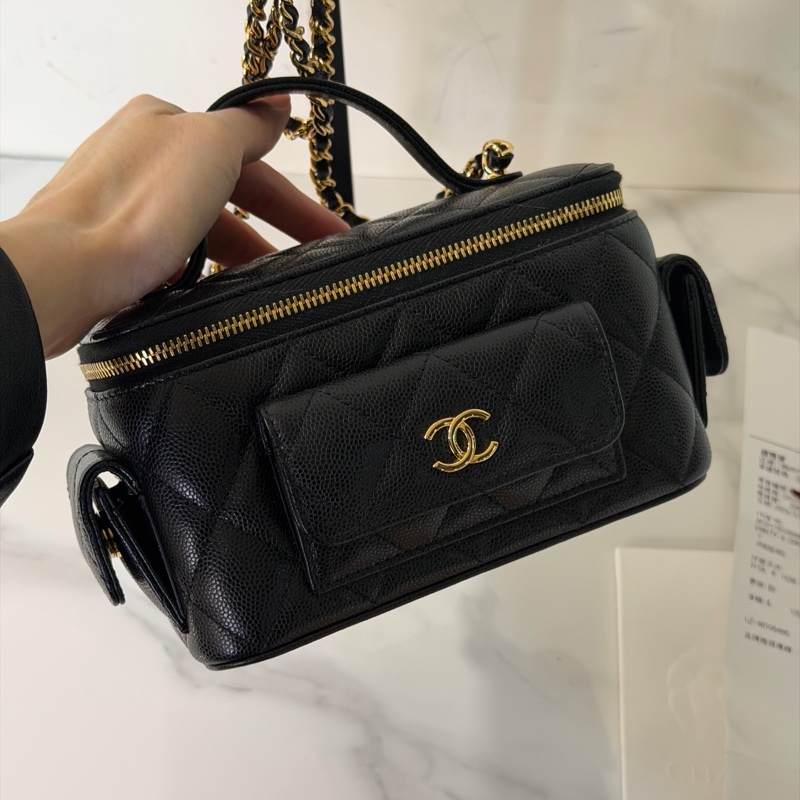 全新全配❤️晶片款❤️ 香奈兒 #黑金 #荔枝皮 #炸藥包 #長盒子-3