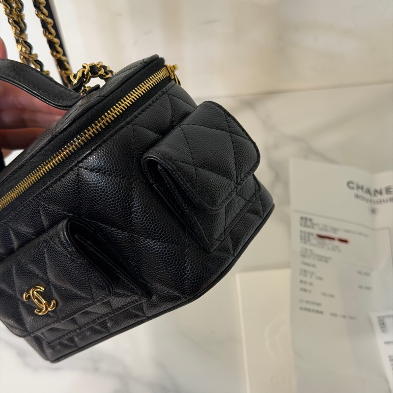 全新全配❤️晶片款❤️ 香奈兒 #黑金 #荔枝皮 #炸藥包 #長盒子-4