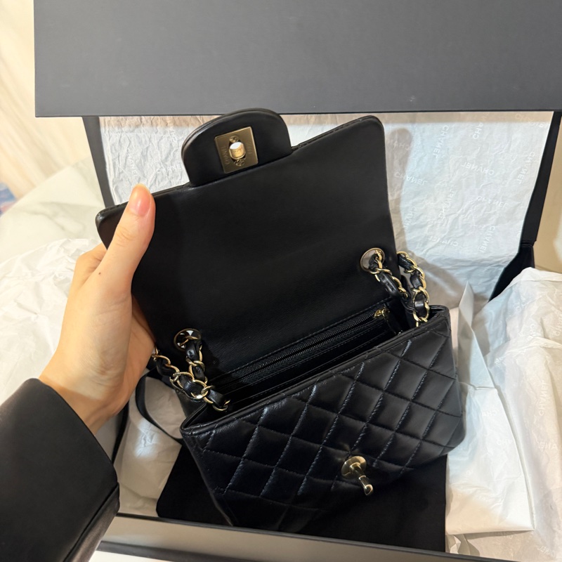 全新全配❤️晶片款❤️ 香奈兒 #黑金 #cf17 #mini #方胖子-6