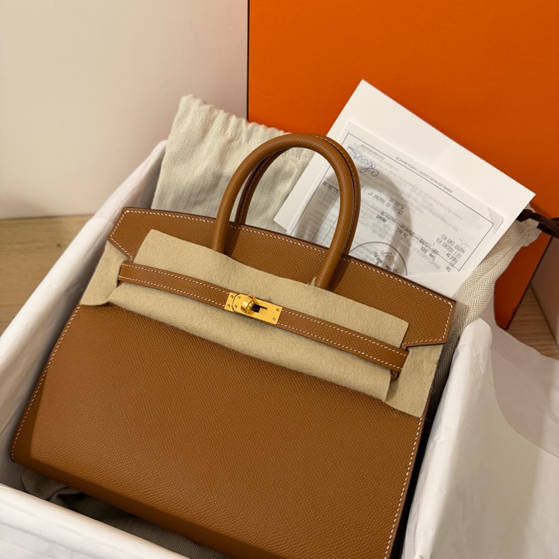 愛馬仕birkin25 鉑金包 金棕金 外縫-1