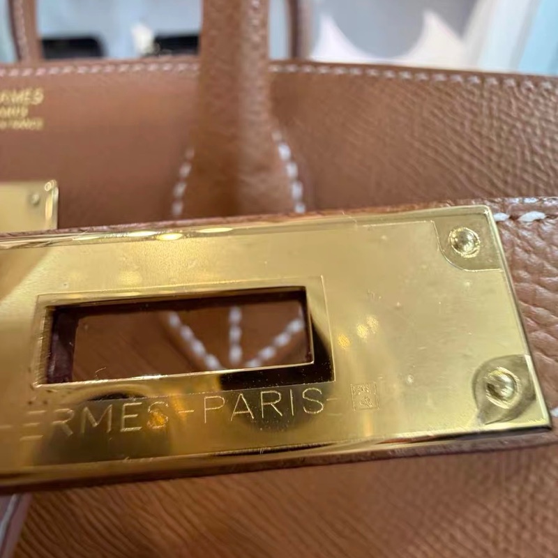 愛馬仕birkin25 鉑金包 金棕金 外縫-4