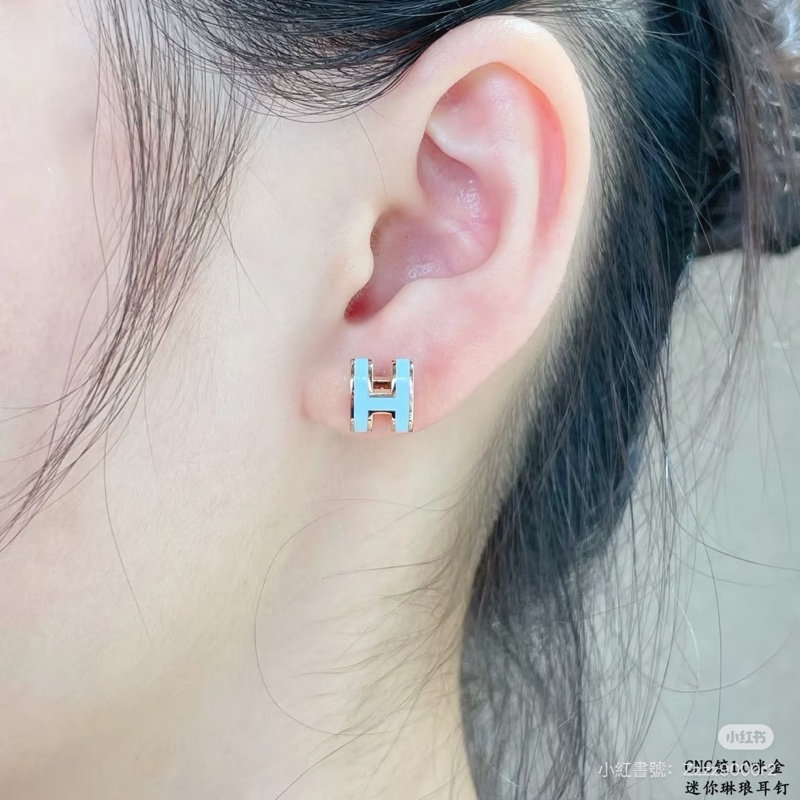 全配❤️ 愛馬仕 #popH #H耳釘 #藍色 #牛仔藍-1