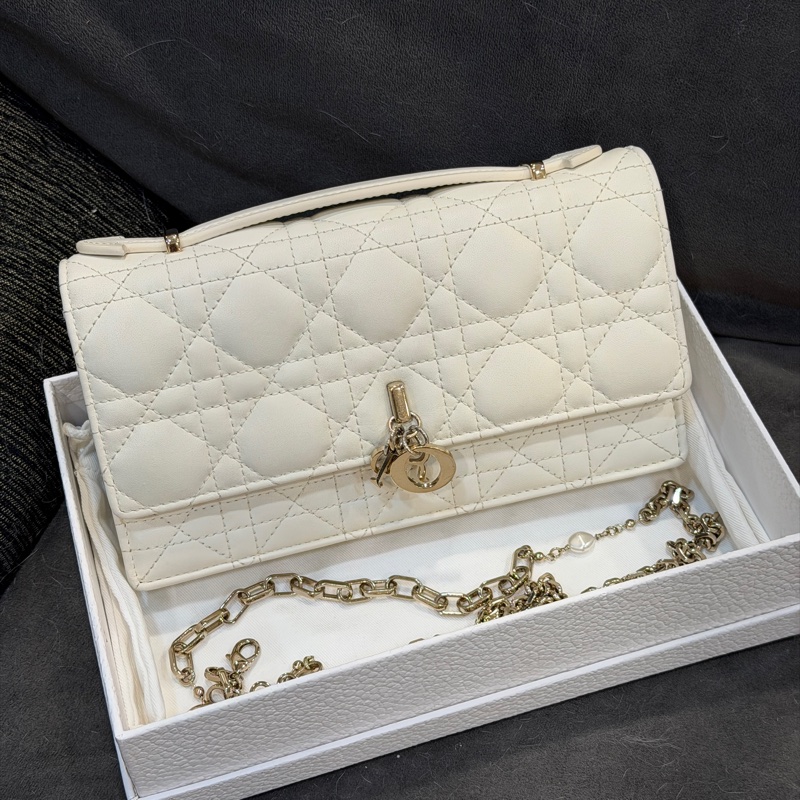 全新全配❤️ #dior #白金 #戴妃系列 #藤格紋 #牛皮 #woc-4