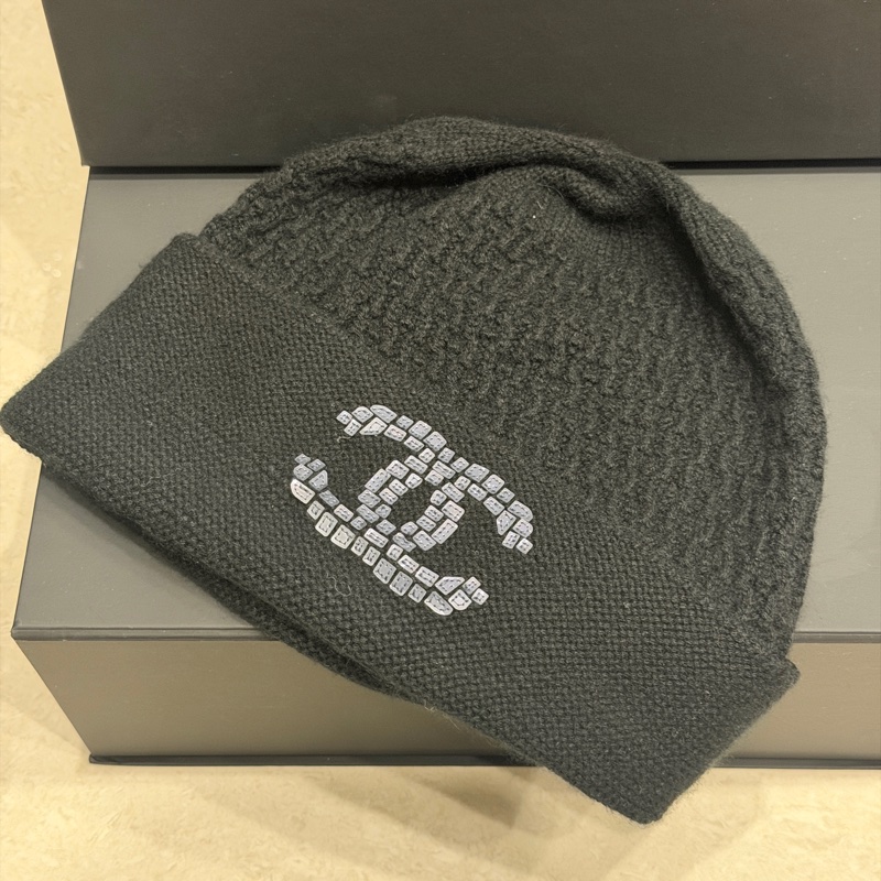 全新🈶購證❤️ 香奈兒 #黑色 #亮片 #毛帽 #冷帽-4