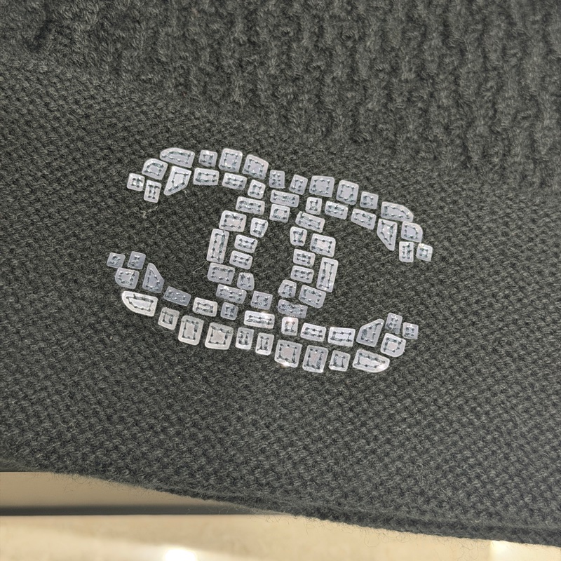 全新🈶購證❤️ 香奈兒 #黑色 #亮片 #毛帽 #冷帽-6