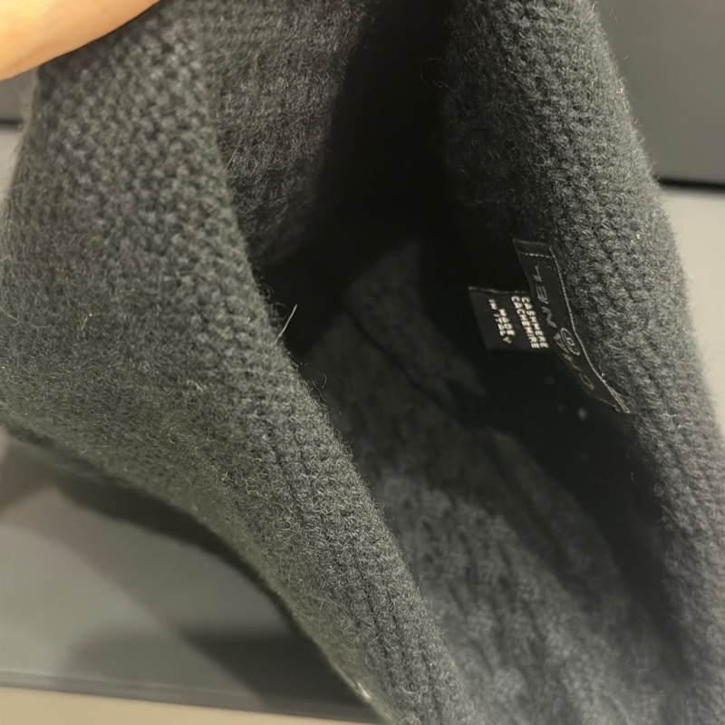 全新🈶購證❤️ 香奈兒 #黑色 #亮片 #毛帽 #冷帽-7