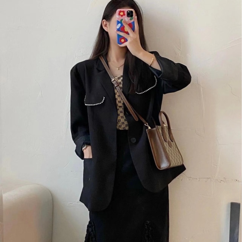 Gucci 古馳 GG Retro琴譜 Mini Tote GG Supreme老花帆布 烏木色牛皮 Interlocking G迷你托特斜背包 671623-5