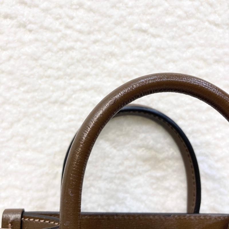 Gucci 古馳 GG Retro琴譜 Mini Tote GG Supreme老花帆布 烏木色牛皮 Interlocking G迷你托特斜背包 671623-21