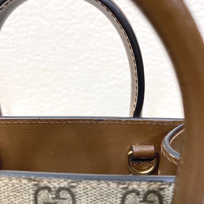 Gucci 古馳 GG Retro琴譜 Mini Tote GG Supreme老花帆布 烏木色牛皮 Interlocking G迷你托特斜背包 671623-22