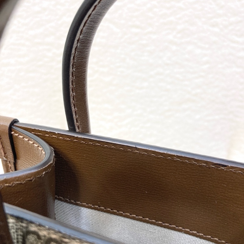 Gucci 古馳 GG Retro琴譜 Mini Tote GG Supreme老花帆布 烏木色牛皮 Interlocking G迷你托特斜背包 671623-23