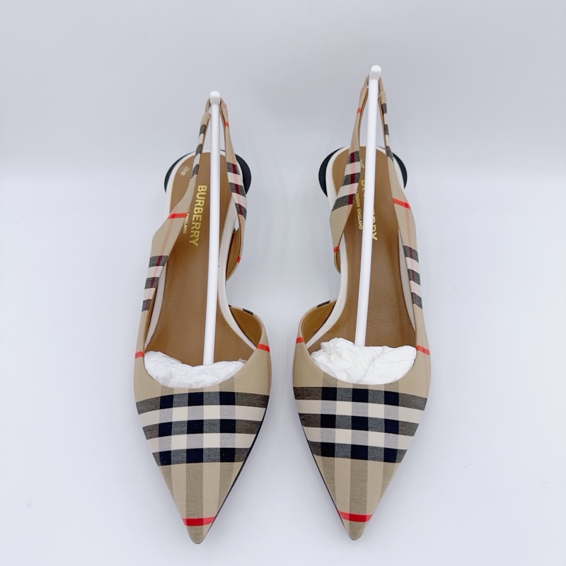 閒置新未使用/Burberry博柏利/36.5碼/經典條紋小貓跟-2