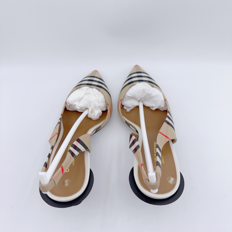 閒置新未使用/Burberry博柏利/36.5碼/經典條紋小貓跟-3