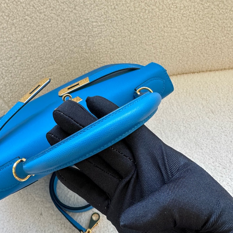 HERMES 愛馬仕 Kelly 28 法國藍 金扣 Epsom 皮-2