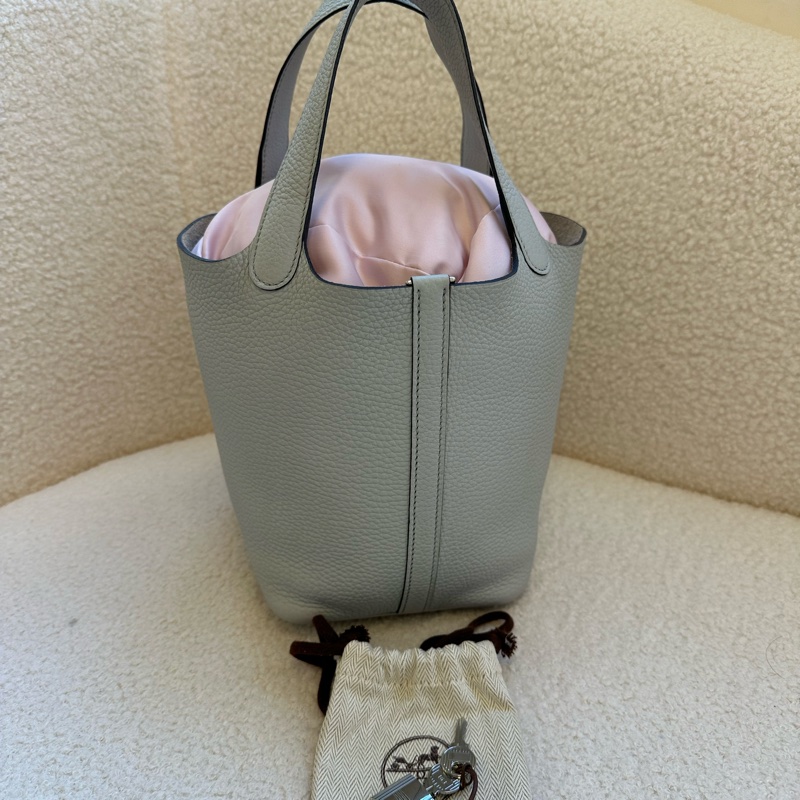 HERMES 愛馬仕 Picotin 18 冰川白 TC皮 金扣 Z-1