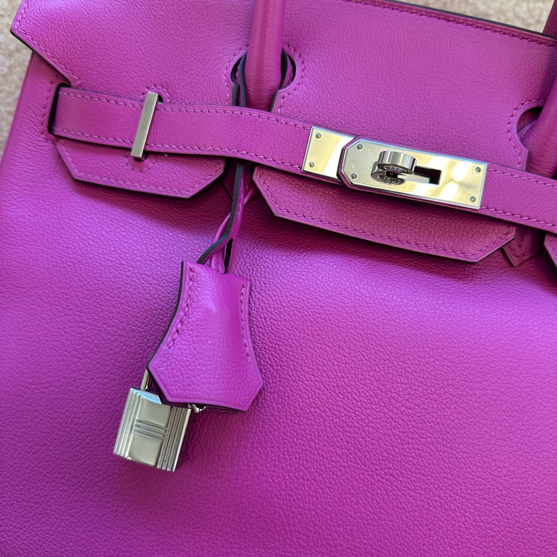 HERMES 愛馬仕 Birkin 30 玫瑰紫粉 銀扣 Togo皮 C刻-3
