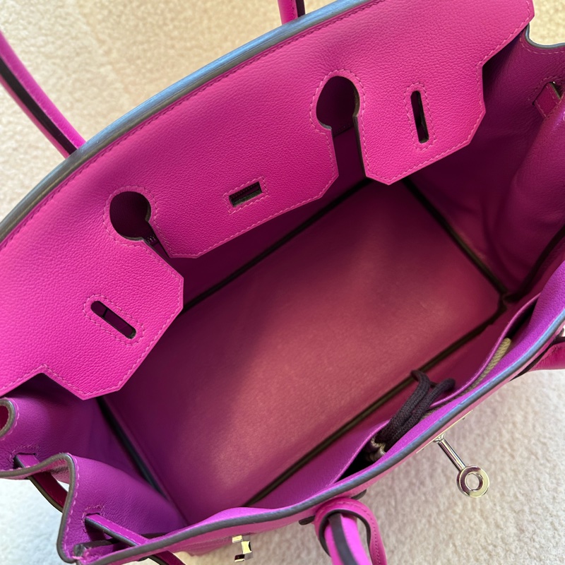 HERMES 愛馬仕 Birkin 30 玫瑰紫粉 銀扣 Togo皮 C刻-7