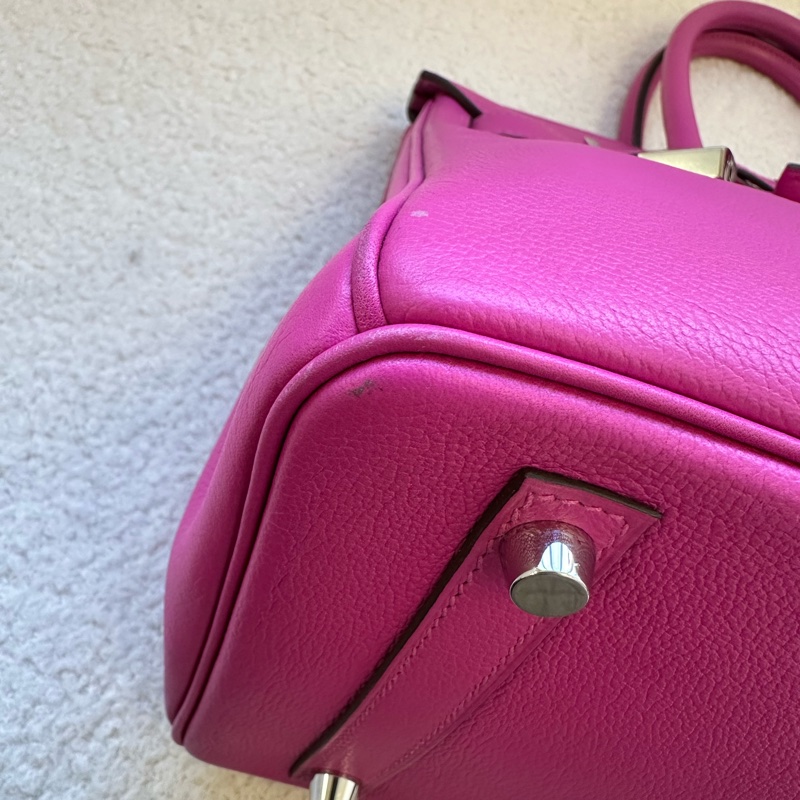 HERMES 愛馬仕 Birkin 30 玫瑰紫粉 銀扣 Togo皮 C刻-10