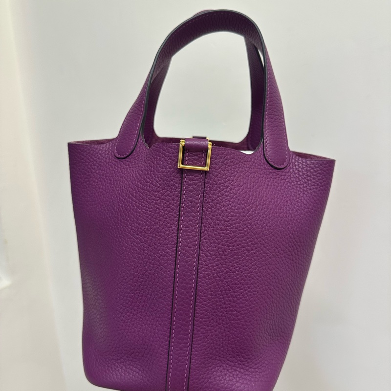 HERMES愛馬仕 金扣菜籃子 海葵紫 （2021年）Z刻-0