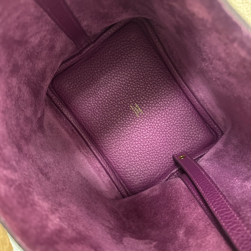 HERMES愛馬仕 金扣菜籃子 海葵紫 （2021年）Z刻-5