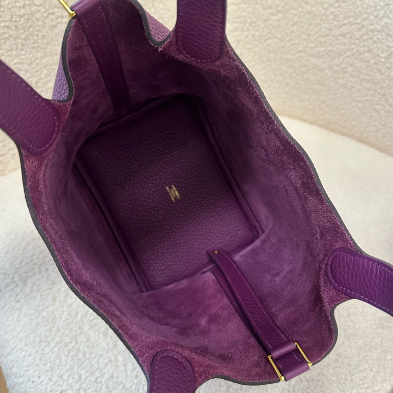 HERMES愛馬仕 金扣菜籃子 海葵紫 （2021年）Z刻-7
