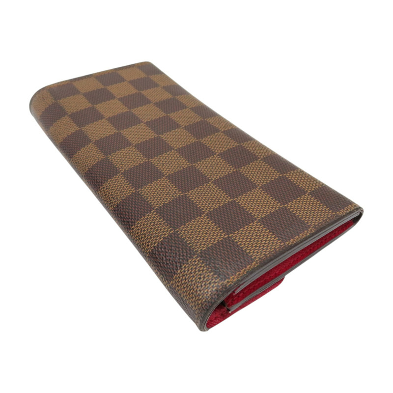 棕色 棋盤格帆布 Emilie 扣式長夾【LOUIS VUITTON LV 路易威登】 N63544-3