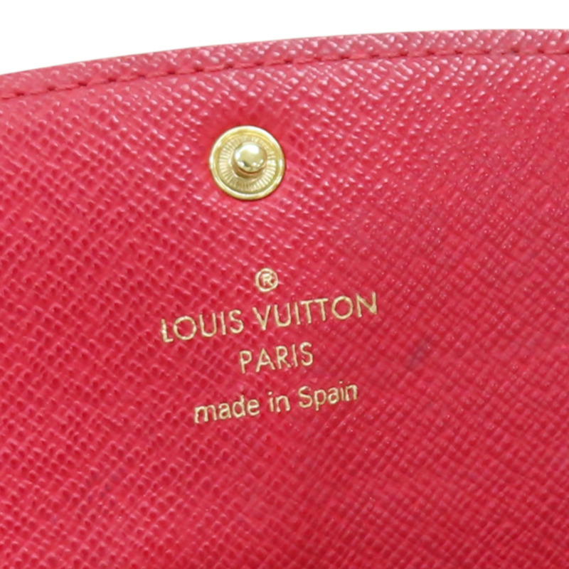 棕色 棋盤格帆布 Emilie 扣式長夾【LOUIS VUITTON LV 路易威登】 N63544-9