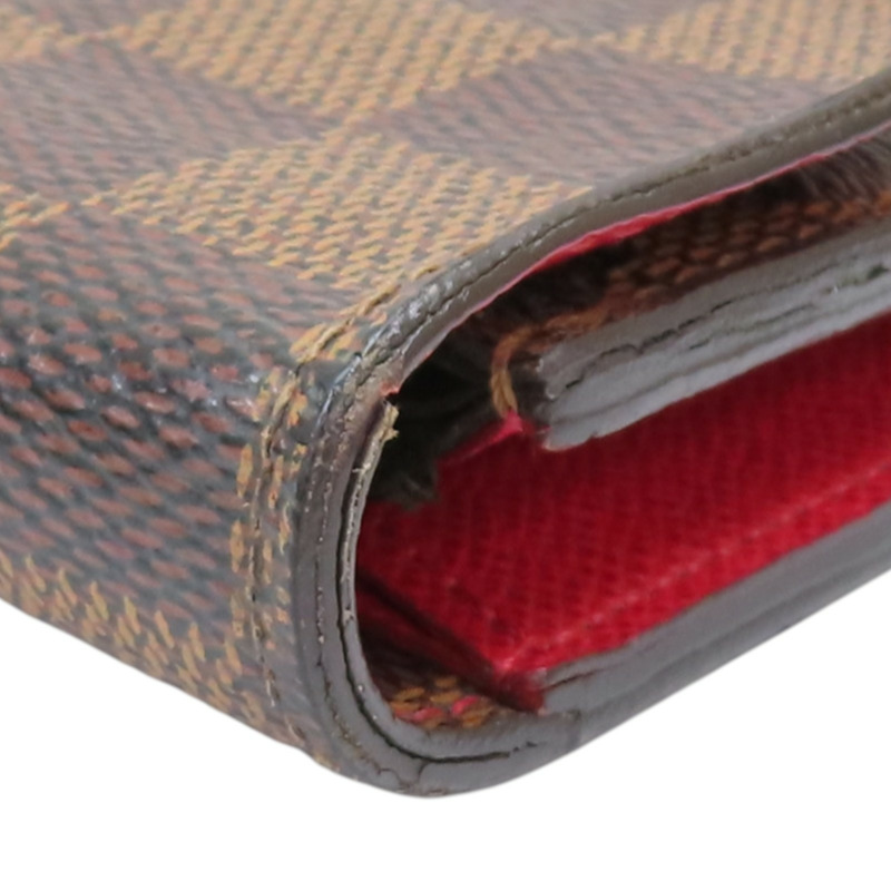 棕色 棋盤格帆布 Emilie 扣式長夾【LOUIS VUITTON LV 路易威登】 N63544-11