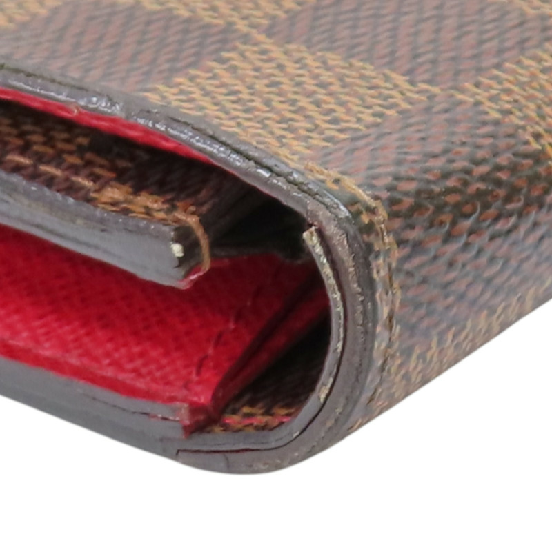 棕色 棋盤格帆布 Emilie 扣式長夾【LOUIS VUITTON LV 路易威登】 N63544-12