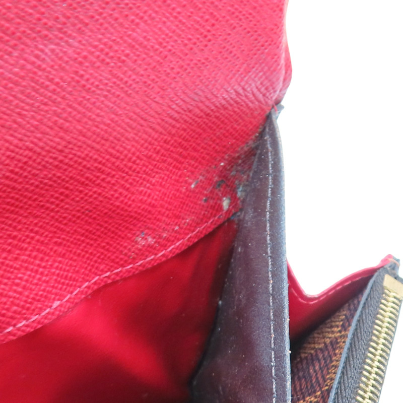 棕色 棋盤格帆布 Emilie 扣式長夾【LOUIS VUITTON LV 路易威登】 N63544-16