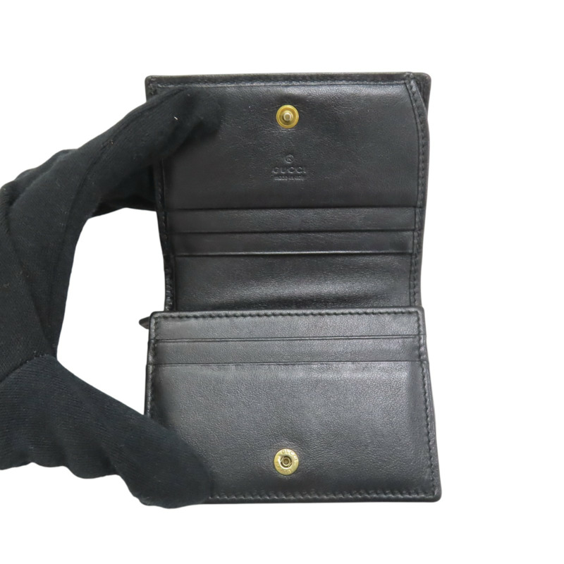 黑色 GG Marmont 牛皮 Double G Mini 扣式短夾【GUCCI 古馳】 466492-4