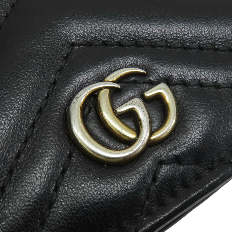 黑色 GG Marmont 牛皮 Double G Mini 扣式短夾【GUCCI 古馳】 466492-10