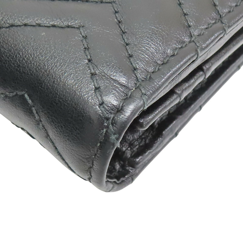 黑色 GG Marmont 牛皮 Double G Mini 扣式短夾【GUCCI 古馳】 466492-12