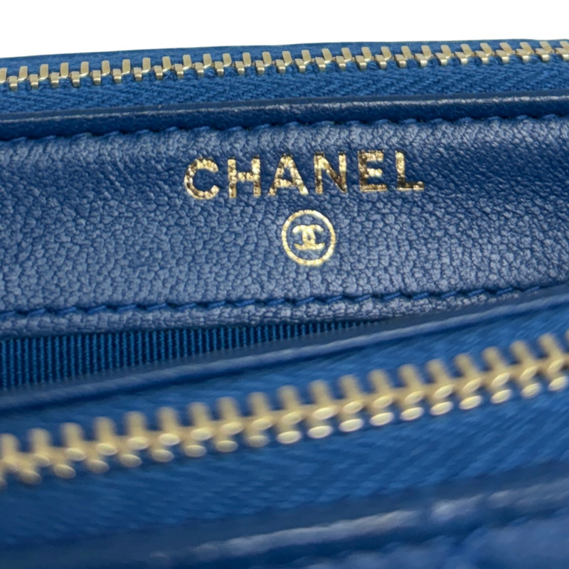 藍色 菱格紋 羊皮 Small Clutch With Chain 肩背包 無卡【CHANEL 香奈兒】 A82527-5