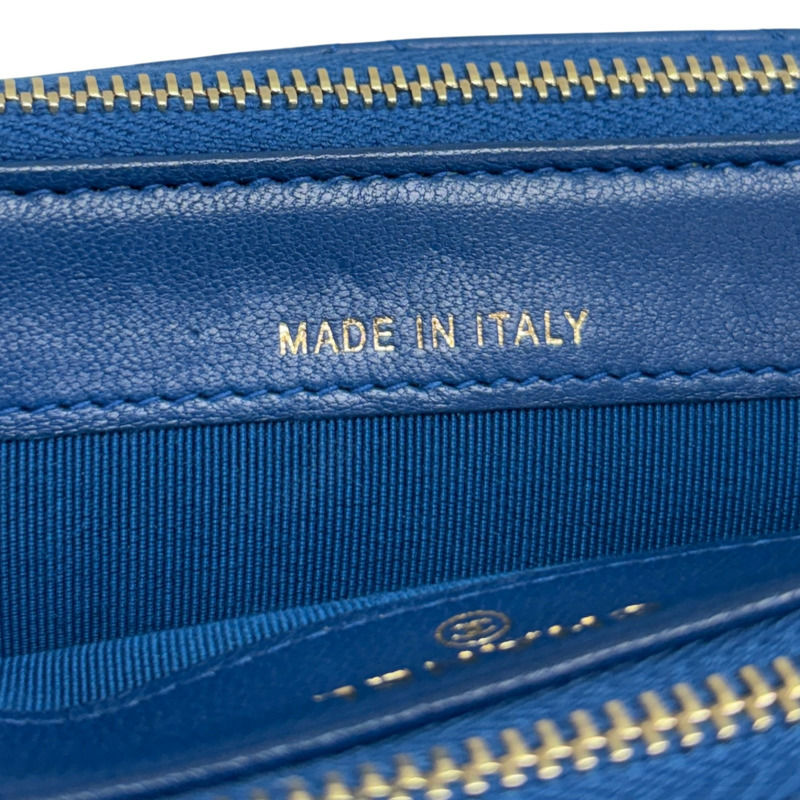 藍色 菱格紋 羊皮 Small Clutch With Chain 肩背包 無卡【CHANEL 香奈兒】 A82527-6