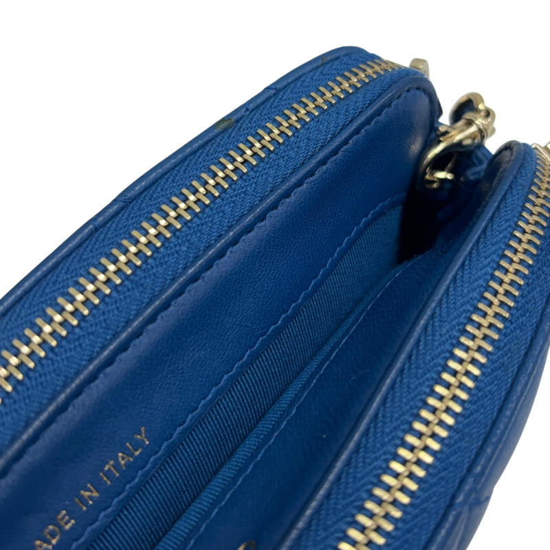 藍色 菱格紋 羊皮 Small Clutch With Chain 肩背包 無卡【CHANEL 香奈兒】 A82527-9