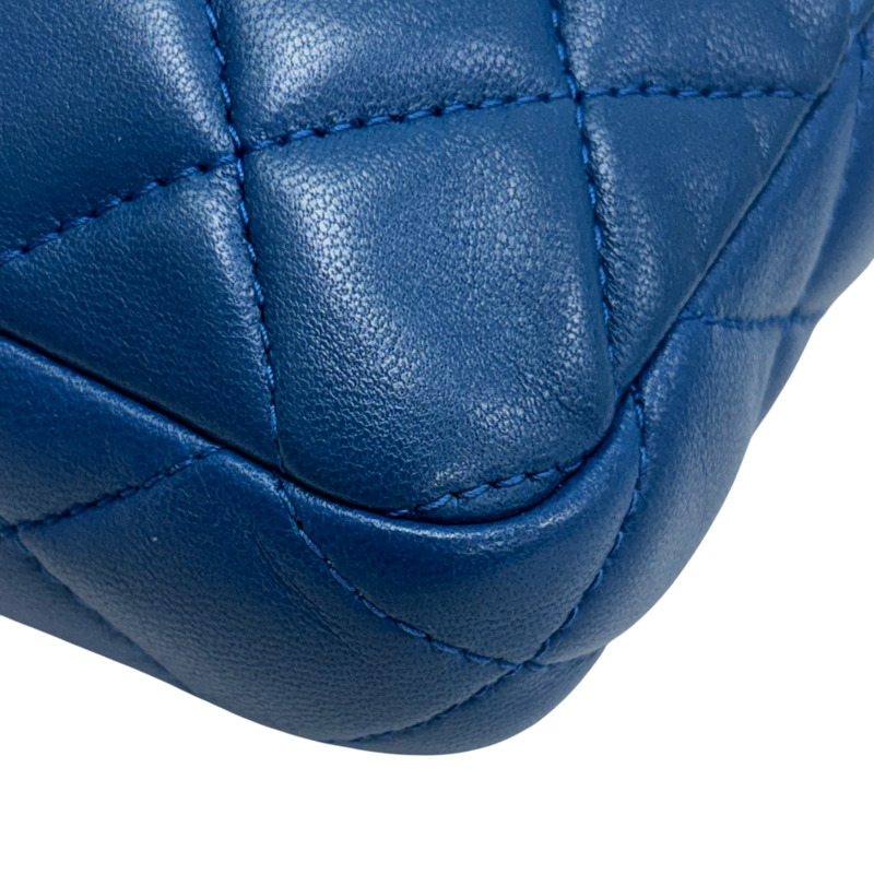 藍色 菱格紋 羊皮 Small Clutch With Chain 肩背包 無卡【CHANEL 香奈兒】 A82527-11