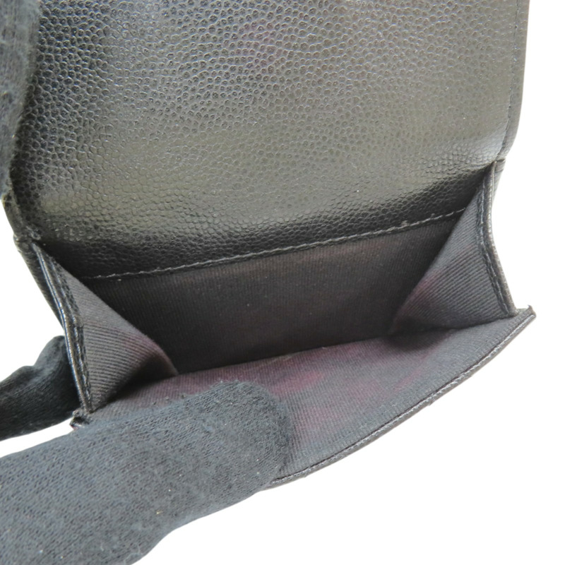 黑色 牛皮 菱格紋 荔枝紋 扣式短夾 金扣【CHANEL 香奈兒】 AP0230-6