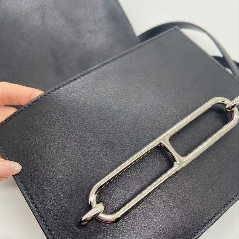 二手Hermes愛馬仕roulis黑銀el皮Y刻，包身有划痕，邊角有磨損，五金有划痕-13