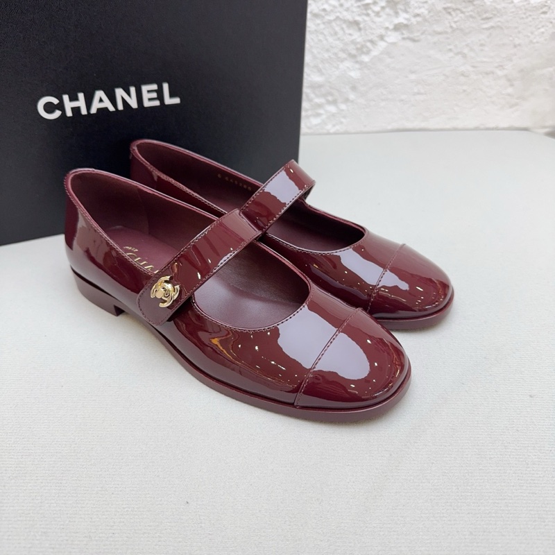 閒置新 未使用Chanel/香奈兒酒紅色漆皮瑪麗珍36.5碼 配件包裝盒 塵袋-0